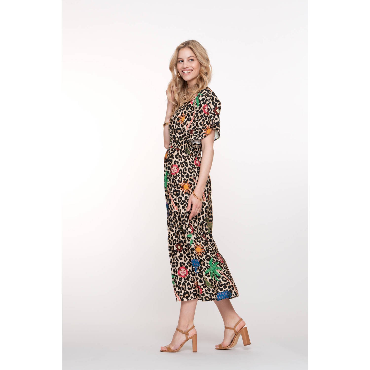 Geisha midi jurk beige
