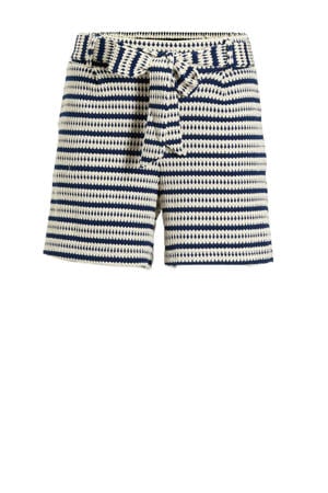 straight high waist casual short blauw crochet
