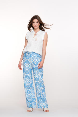 straight high waist casual broek blauw