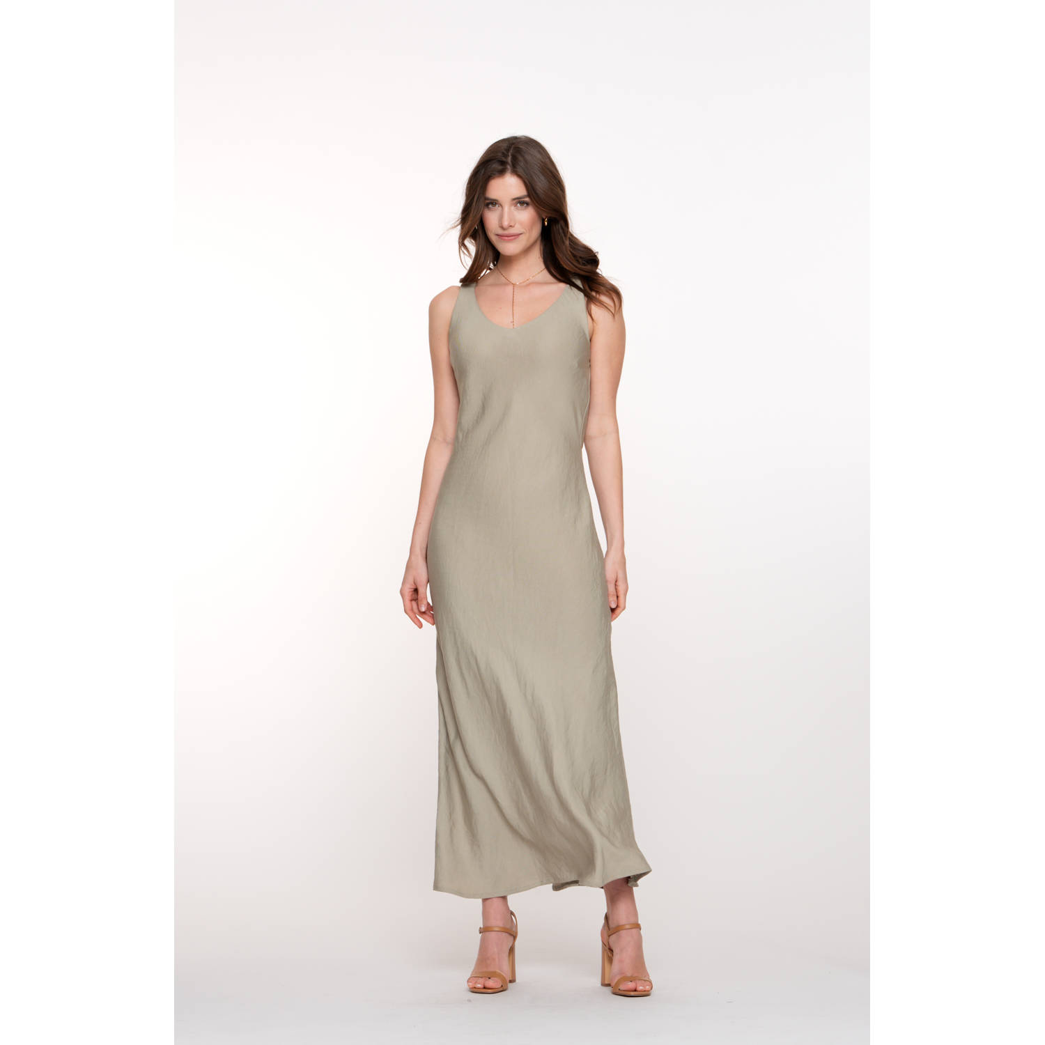 Geisha maxi jurk bruin