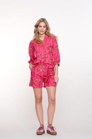 straight high waist casual short fuchsia
