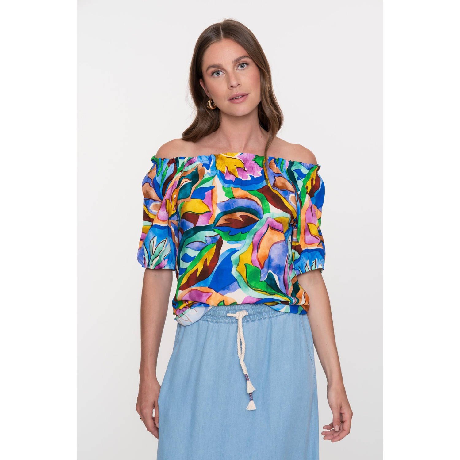 Geisha top blauw