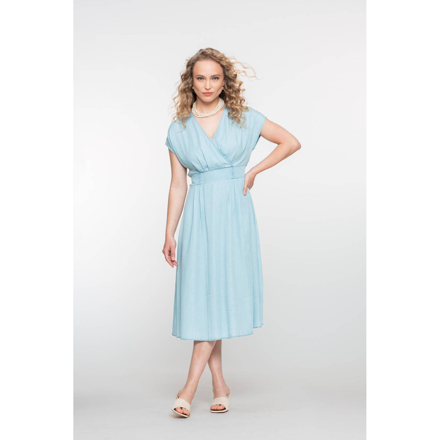 Geisha zomerjurk light blue denim