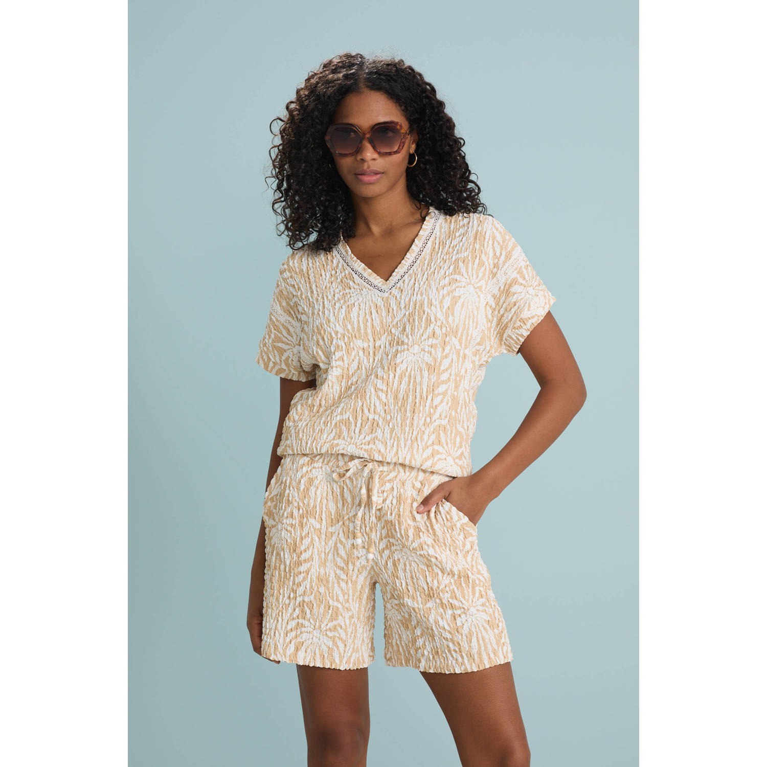 Tramontana straight regular waist casual short beige