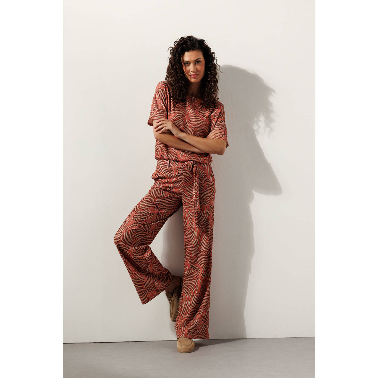 Tramontana wide leg regular waist casual broek oranje