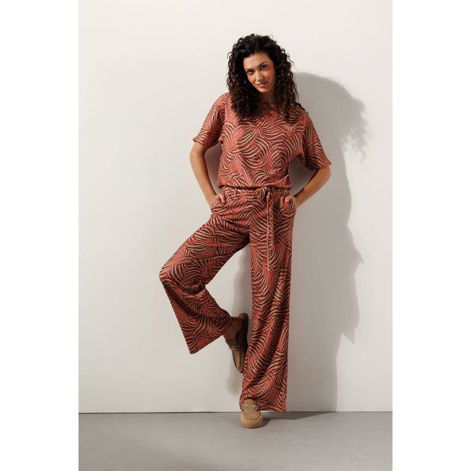 Tramontana wide leg regular waist casual broek oranje