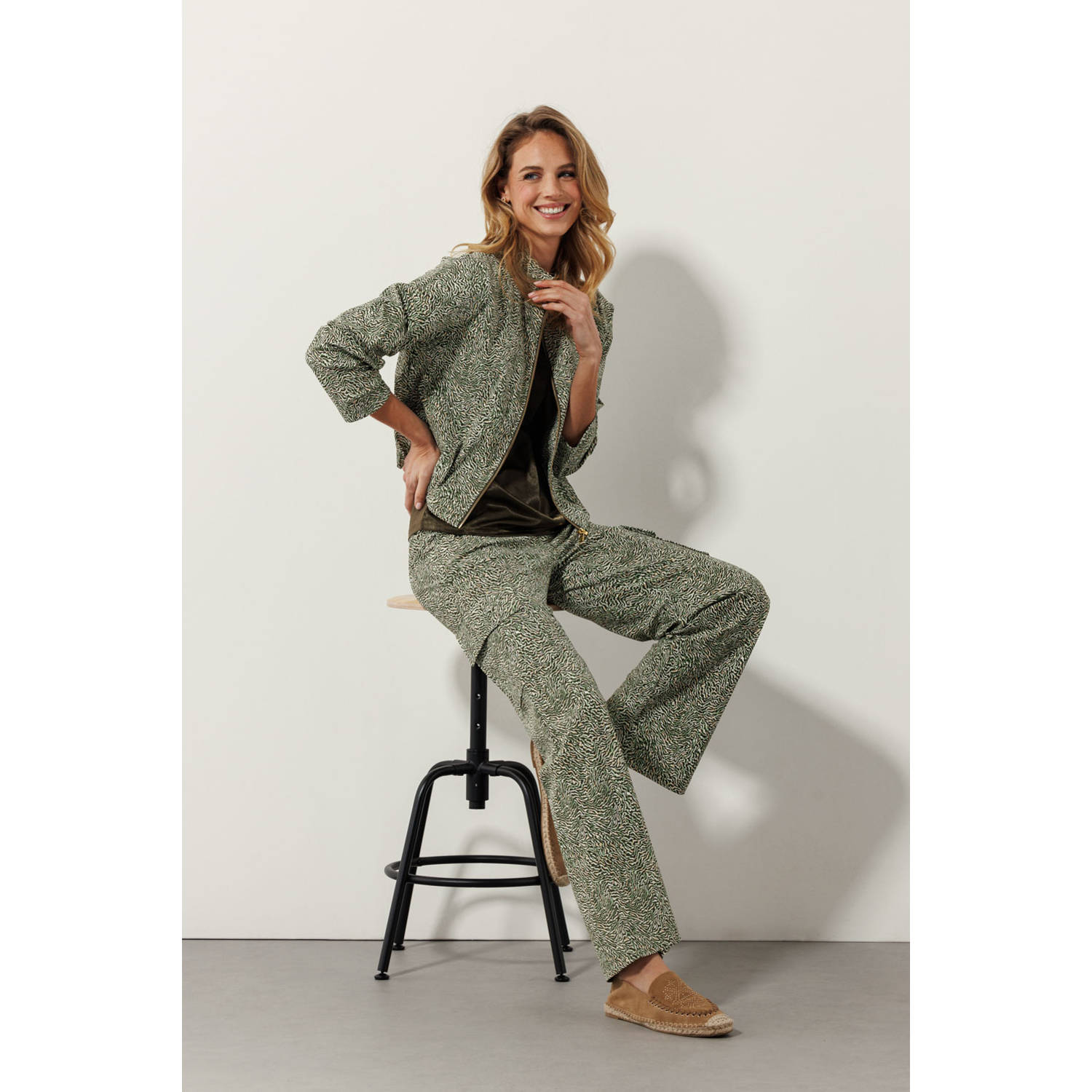 Tramontana wide leg regular waist broek groen