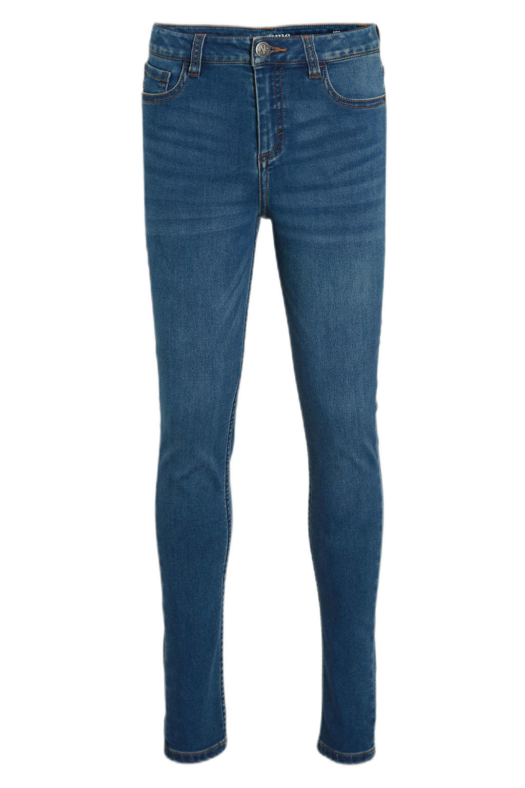 Medium blue denim meisjes Anytime skinny jeans van stretchdenim met regular waist, rits- en knoopsluiting en effen