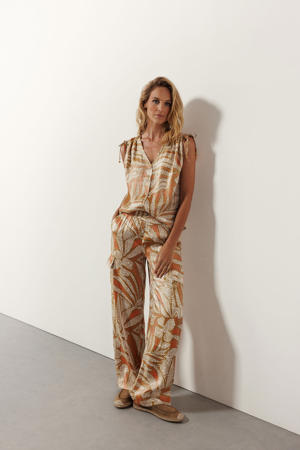 wide leg regular waist casual broek brons