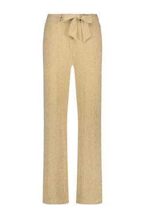 wide leg regular waist casual broek zand