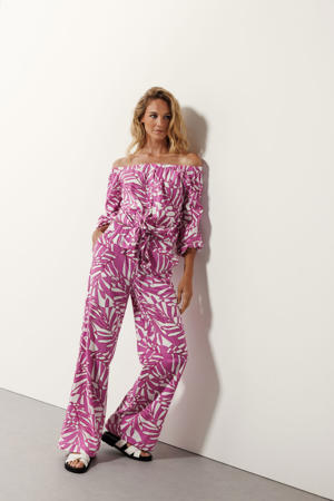 wide leg regular waist casual broek roze