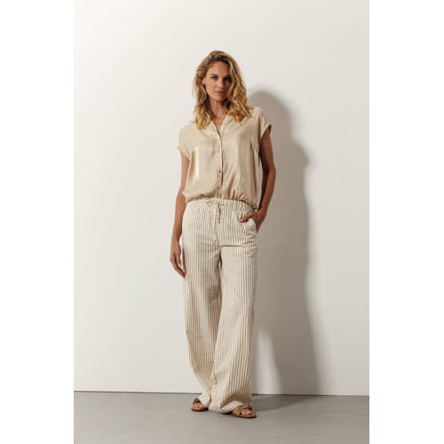 Tramontana wide leg regular waist casual broek zand afbeelding