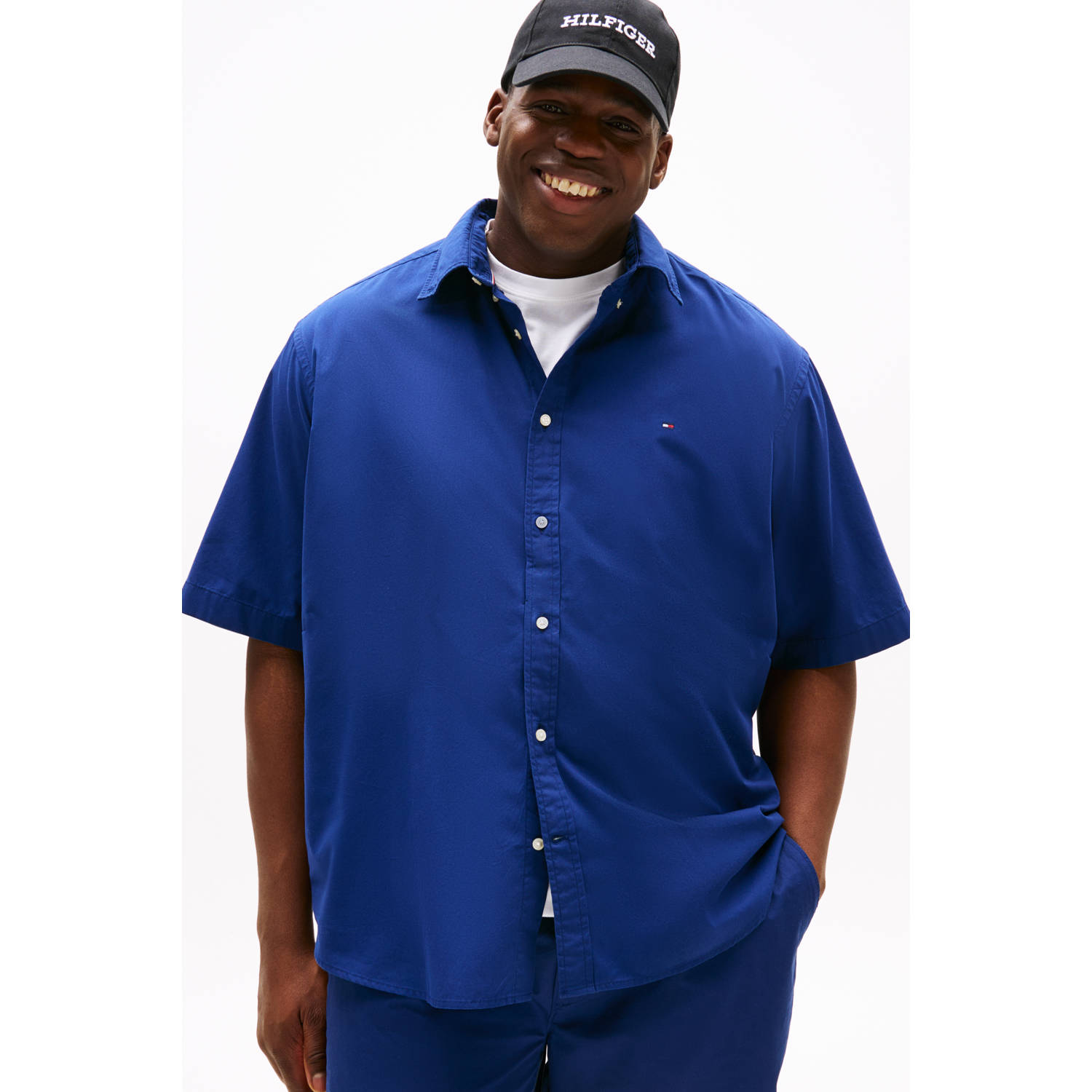 Tommy Hilfiger Big & Tall casual overhemd donkerblauw