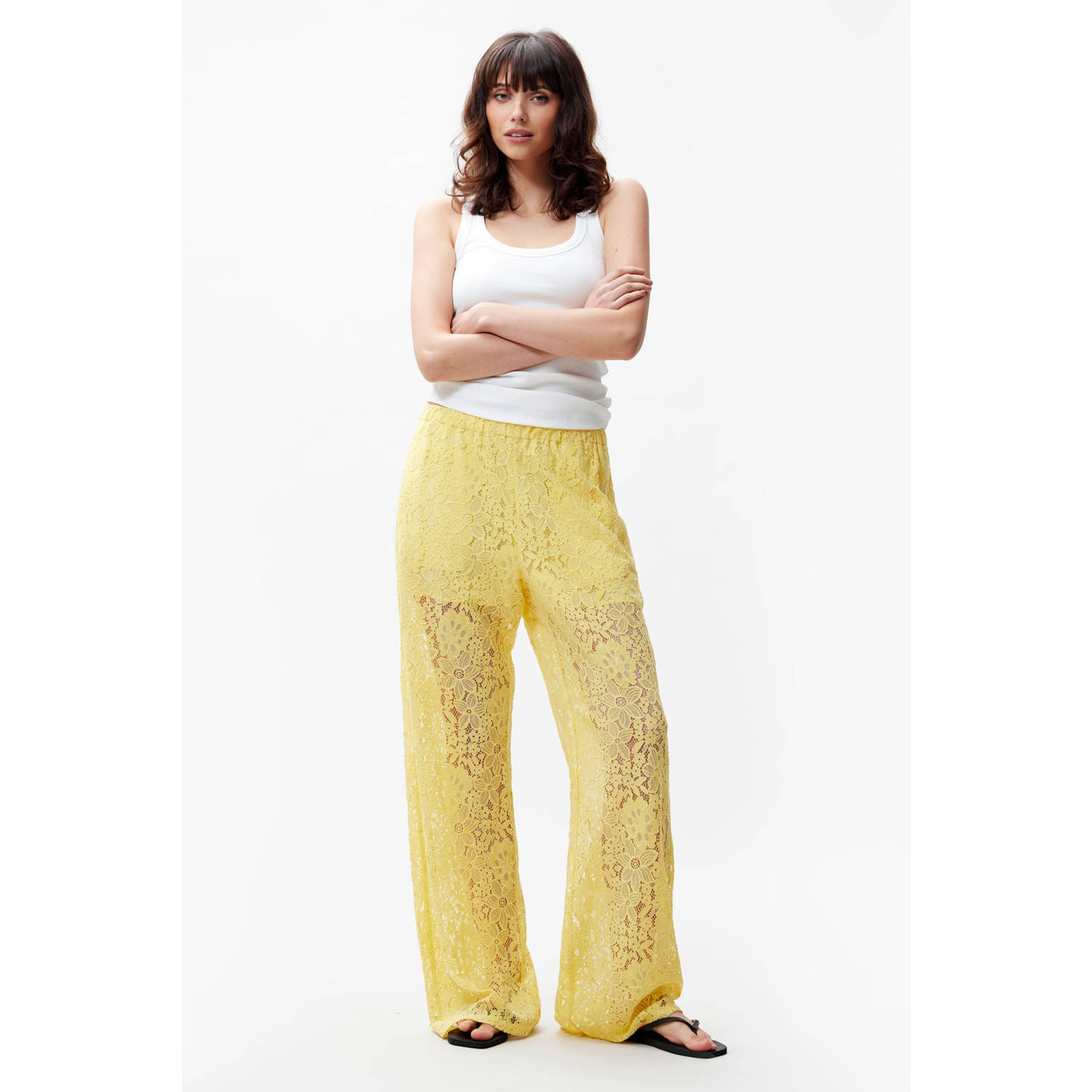 Catwalk Junkie wide leg high waist broek geel