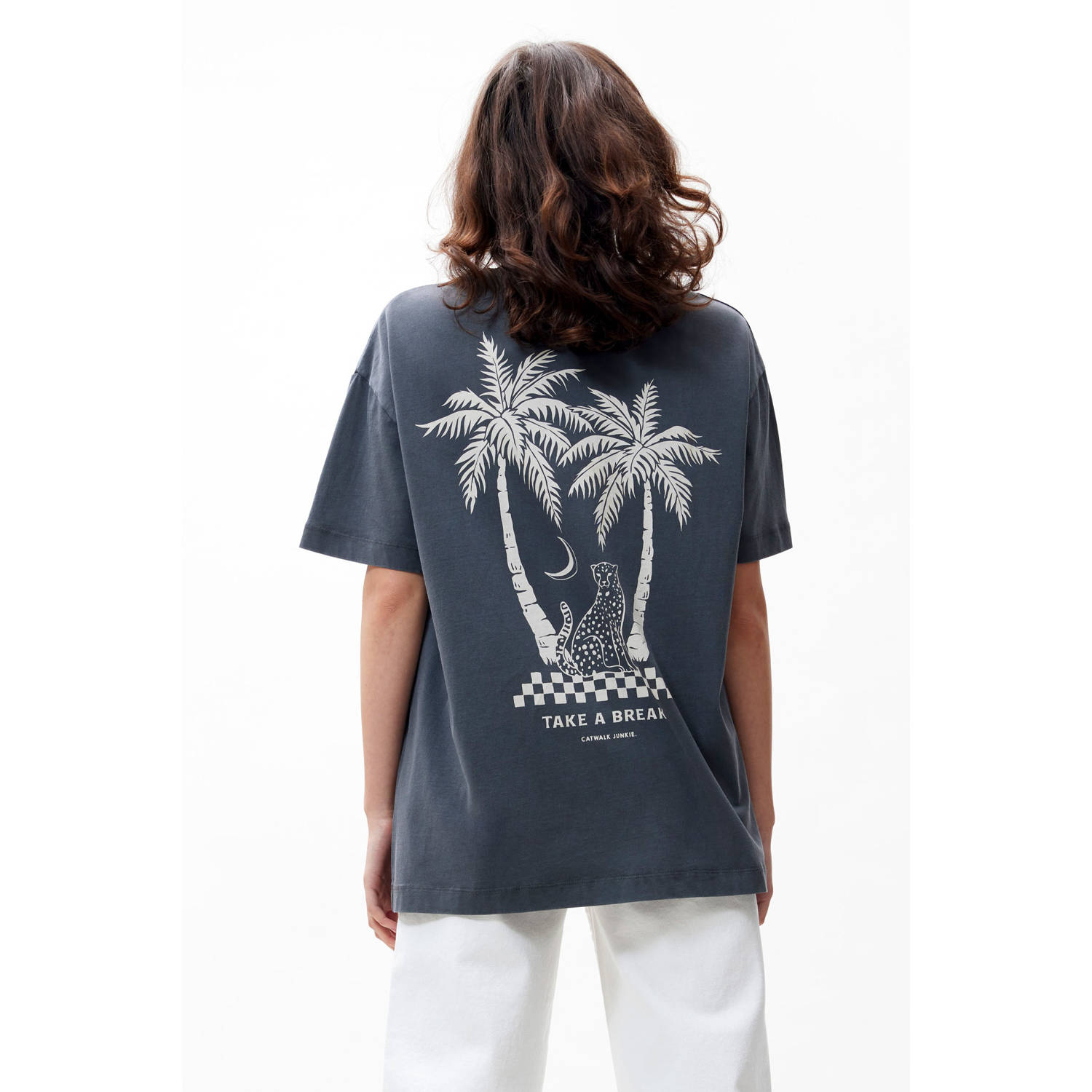 Catwalk Junkie T-shirt antraciet ecru