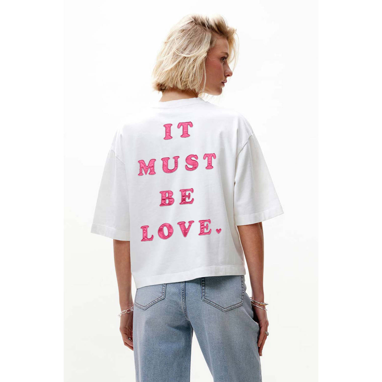 Catwalk Junkie T-shirt wit roze
