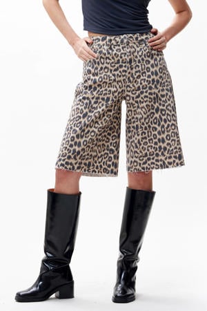 denim wide leg high waist short bruin