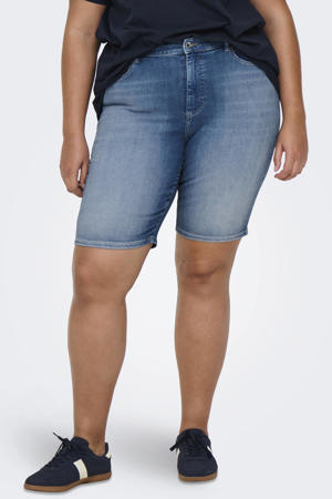 denim wide leg high waist short medium blue denim