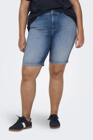 denim wide leg high waist short medium blue denim