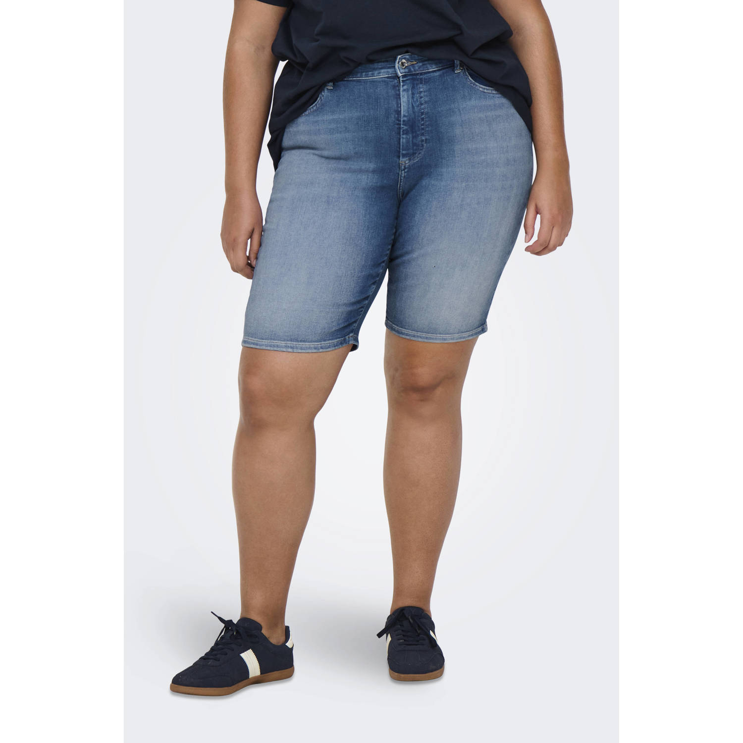 ONLY CARMAKOMA denim wide leg high waist short medium blue denim