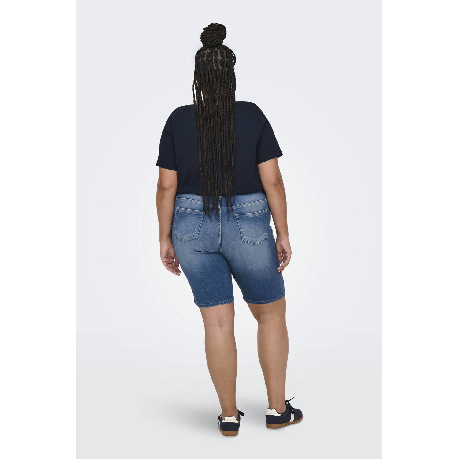 ONLY CARMAKOMA denim wide leg high waist short medium blue denim