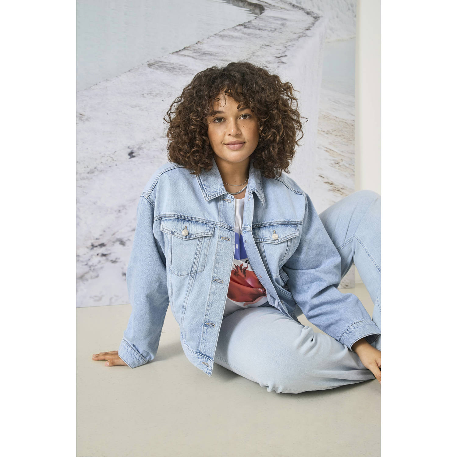 ONLY CARMAKOMA spijkerjas light blue denim