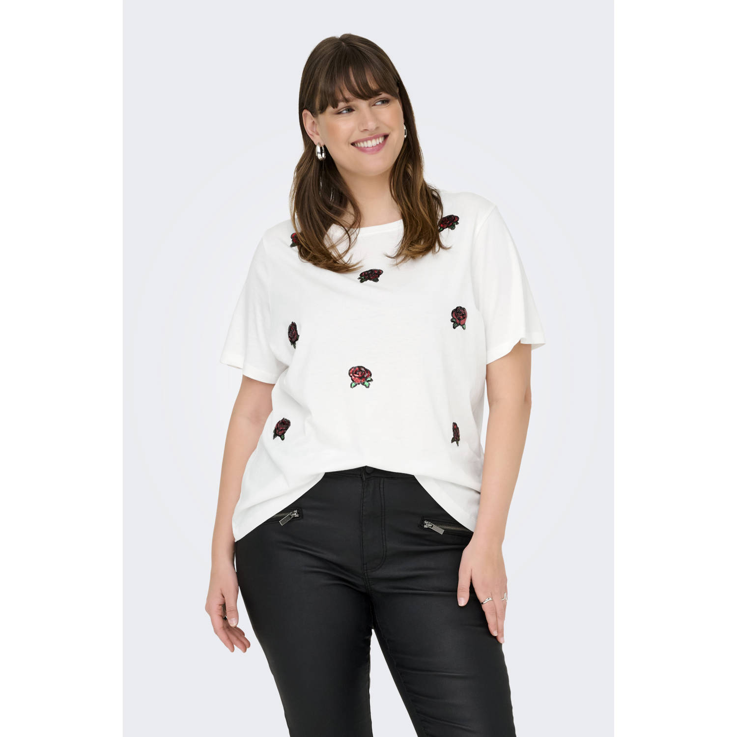 ONLY CARMAKOMA T-shirt wit met glitter