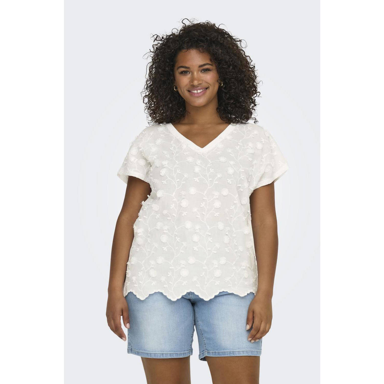 ONLY CARMAKOMA T-shirt wit broderie