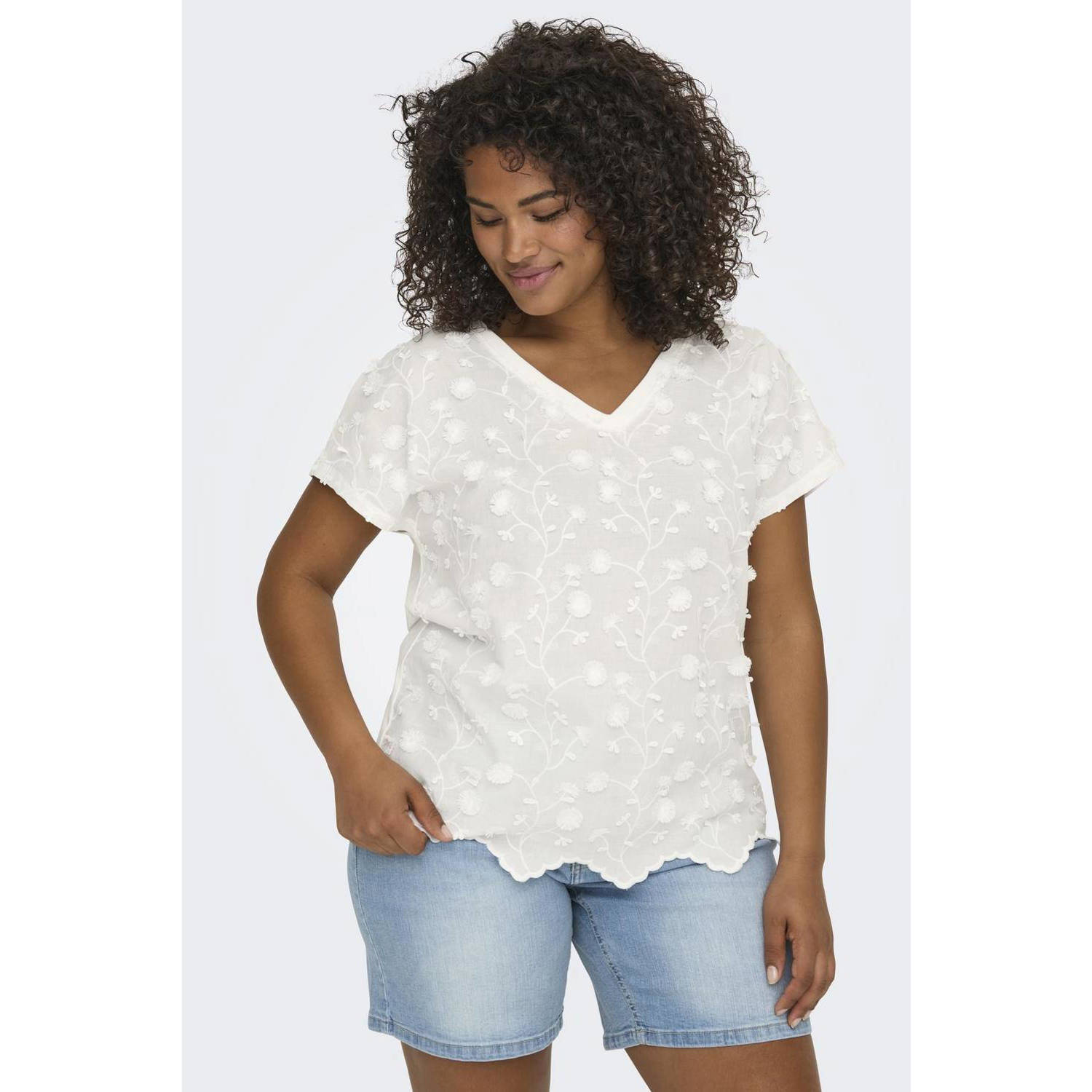 ONLY CARMAKOMA T-shirt wit broderie