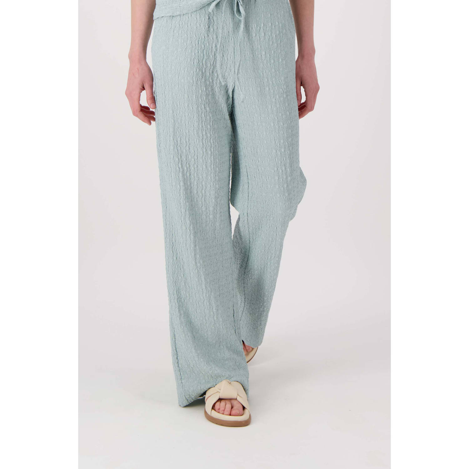 Zusss straight regular waist casual broek grijsblauw
