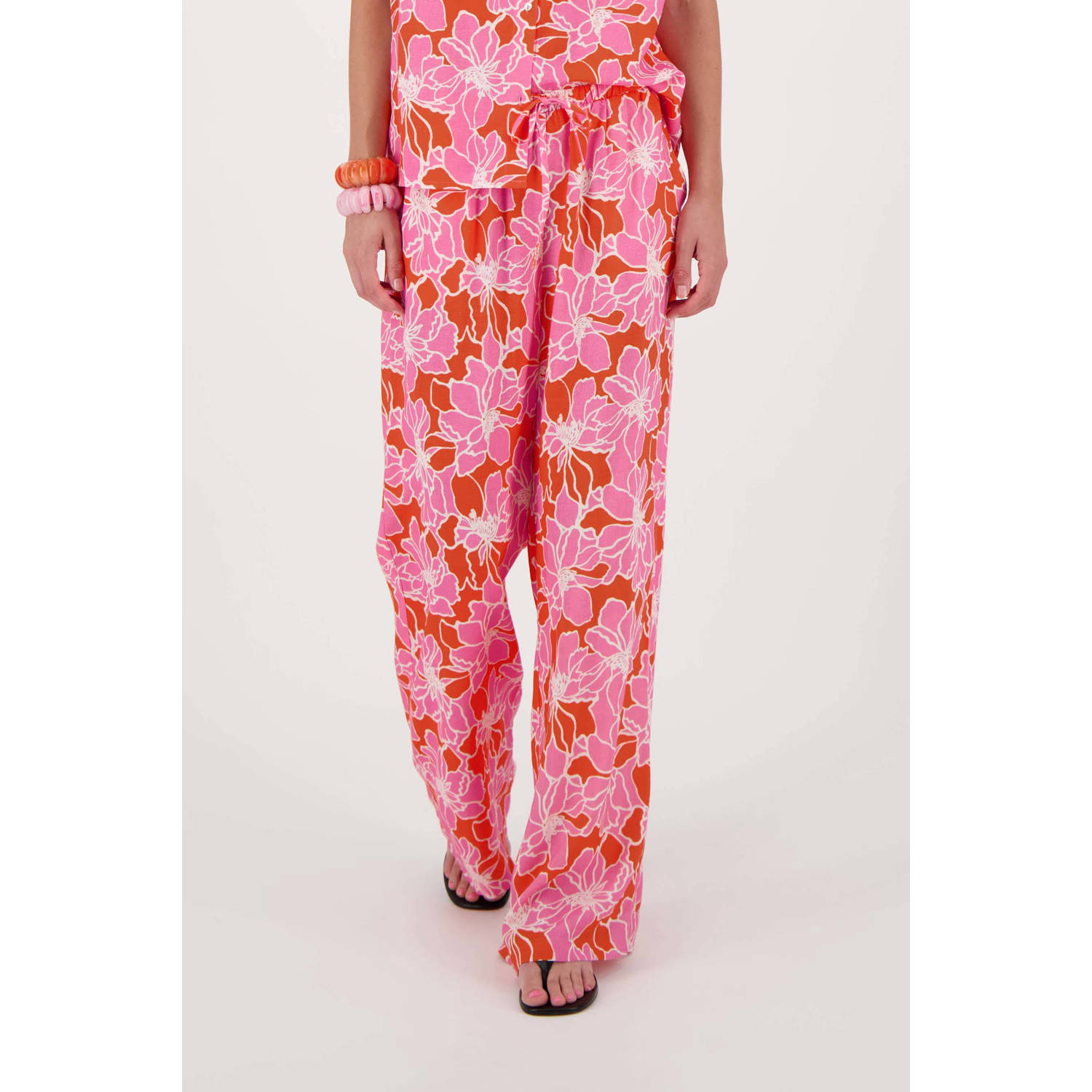 Zusss straight regular waist casual broek roze