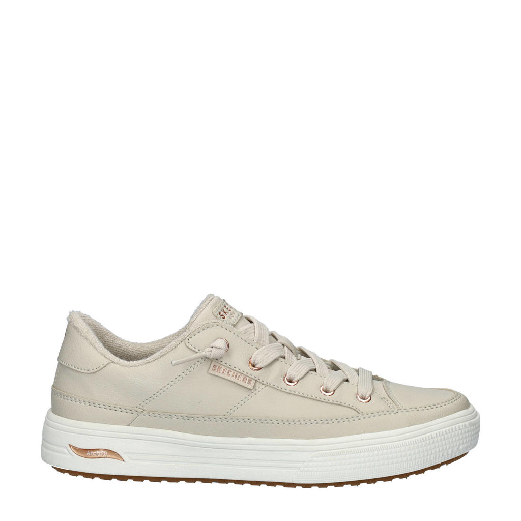 Lichtgrijze dames Skechers Arch Fit Arcade sneakers met veters en effen