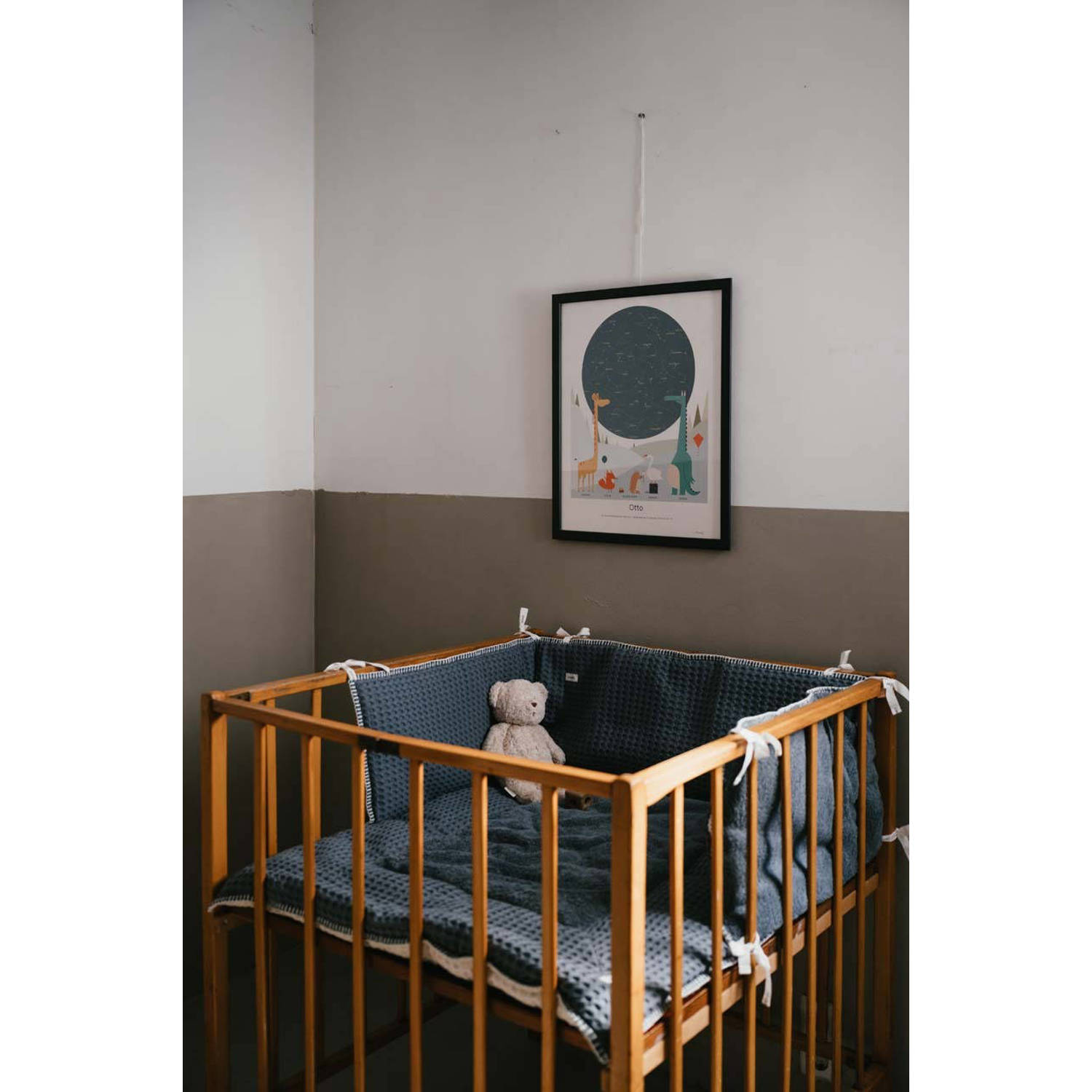 Koeka reversible boxkleed Amsterdam wafel bluestone natural