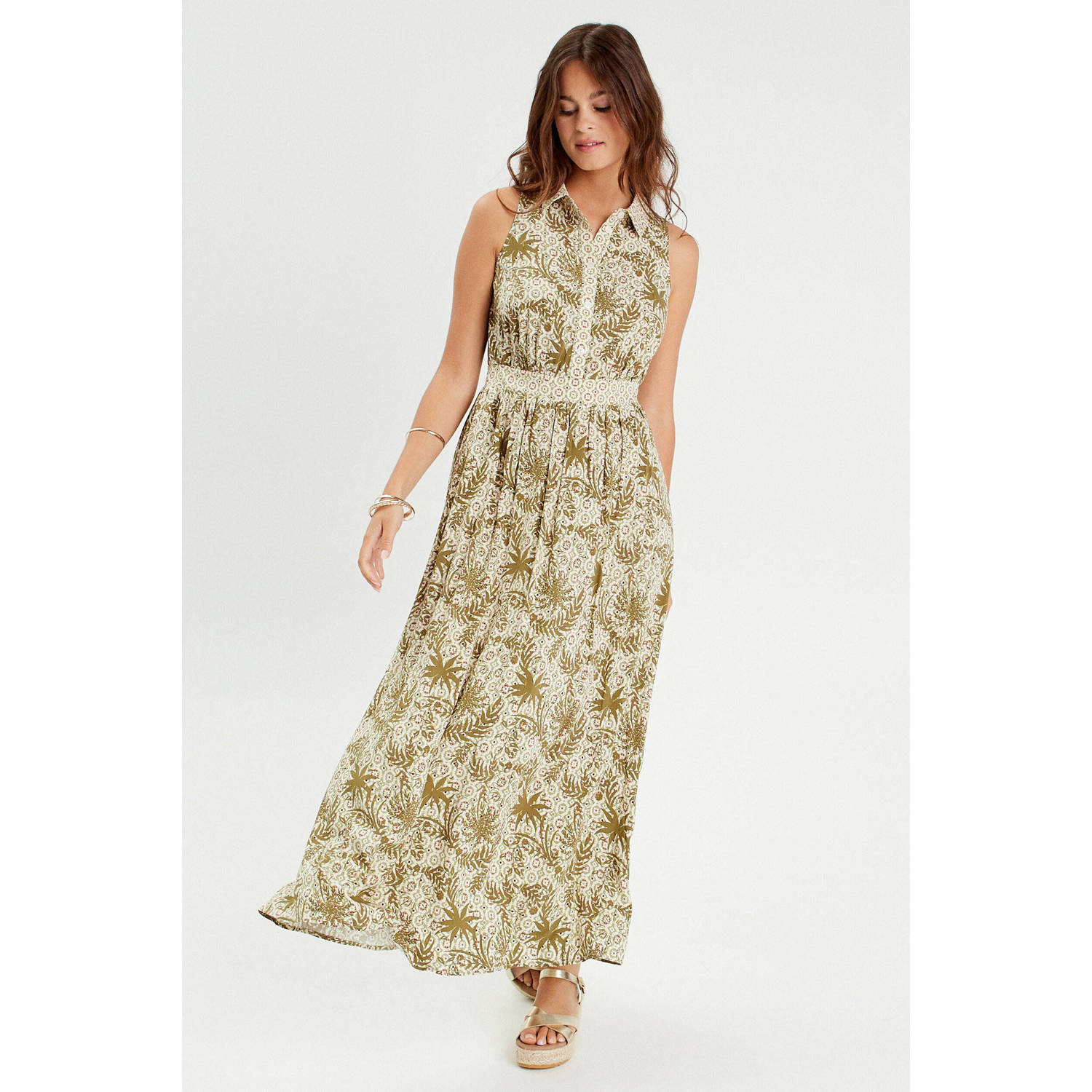 Cache midi jurk kaki