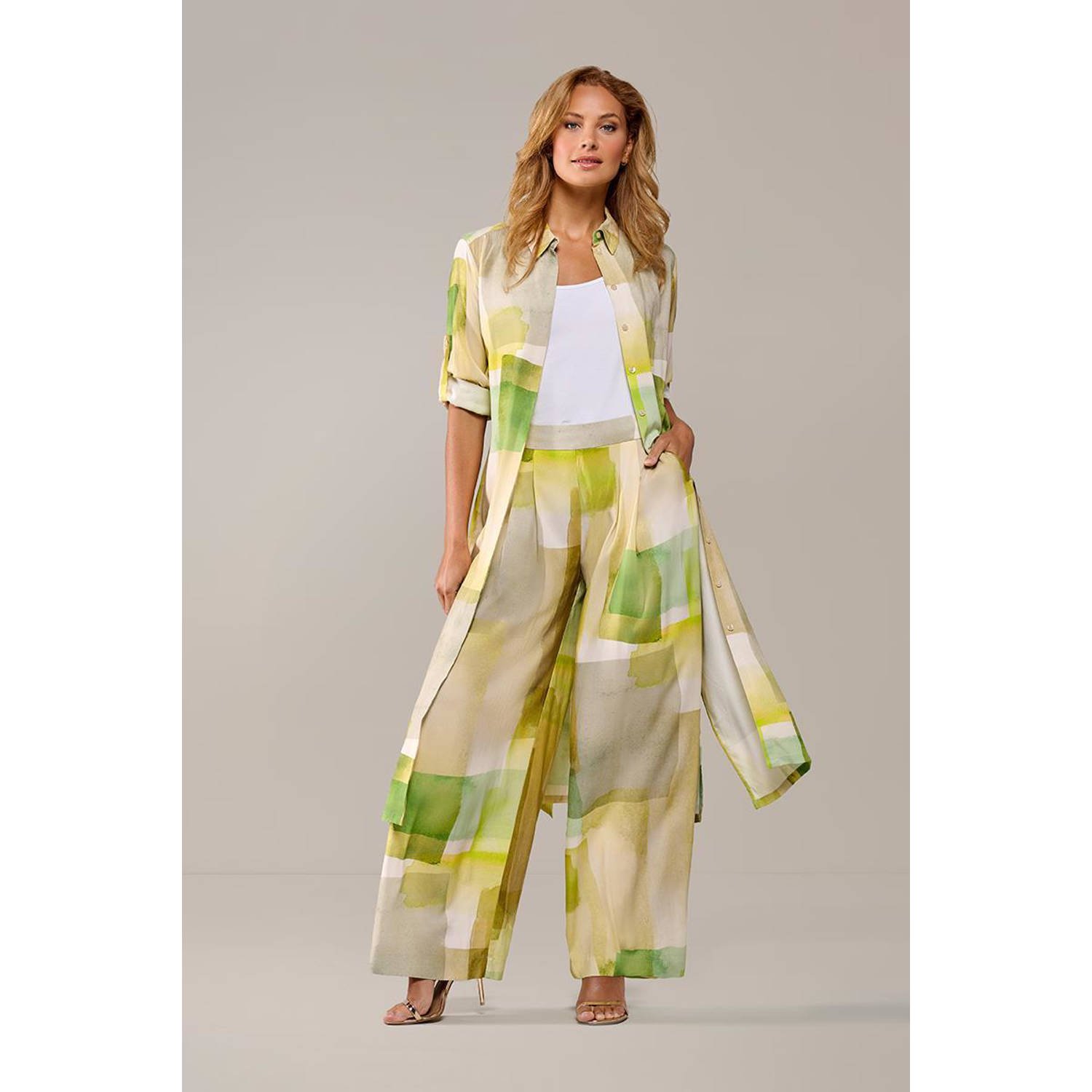 Mart Visser wide leg regular waist palazzo broek groen