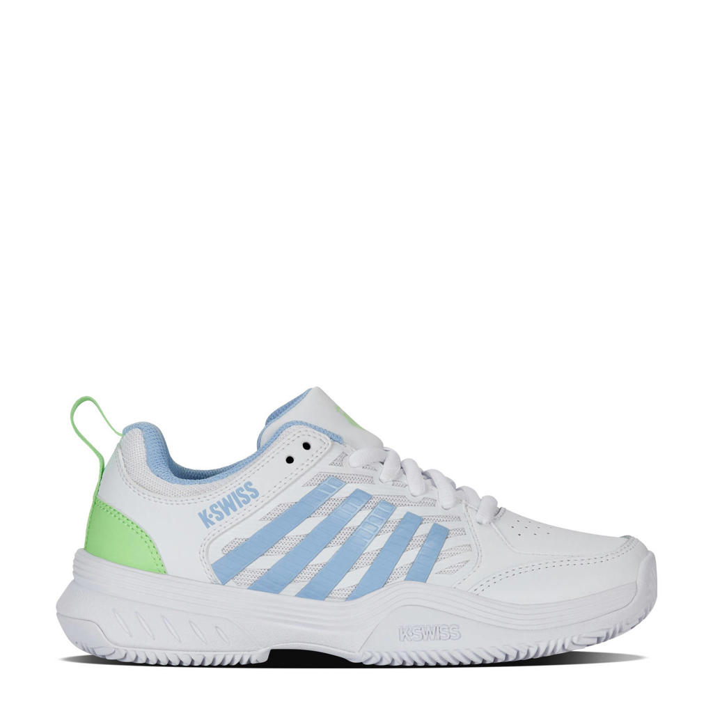 Wit en groene dames K-Swiss COURT EXPRESS tennisschoenen lichtblayw. van imitatieleer/voering: mesh/voetbed: eva met veters