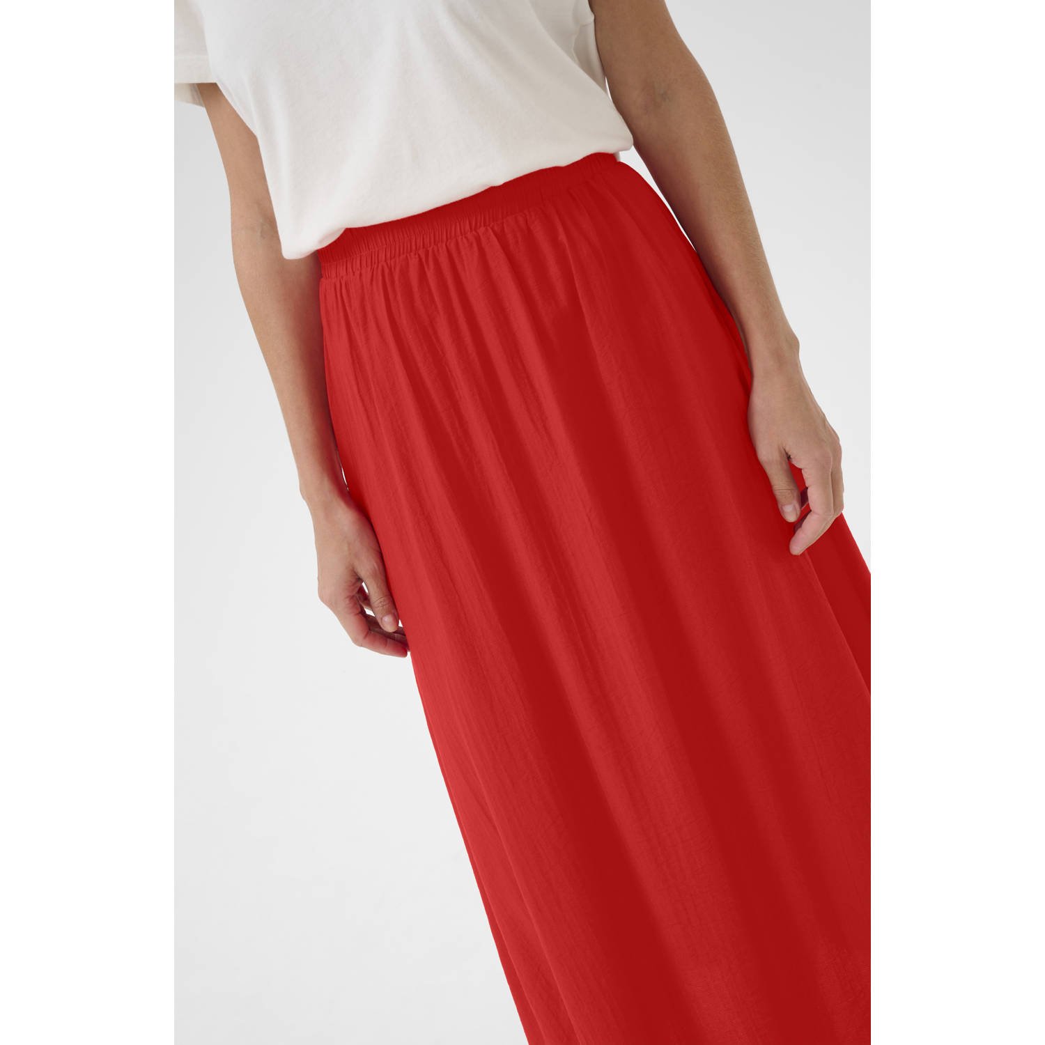 Cream maxi rok rood