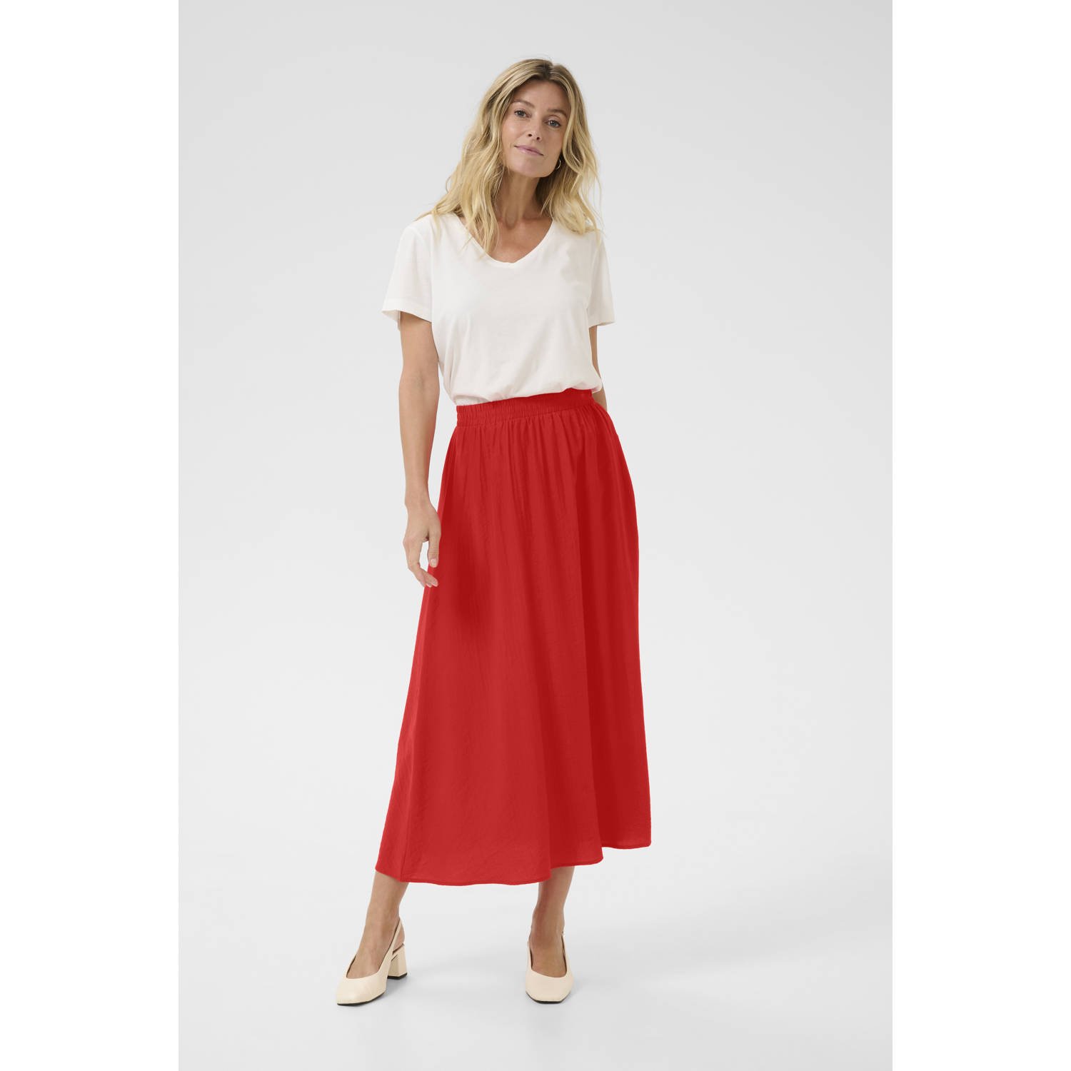 Cream maxi rok rood