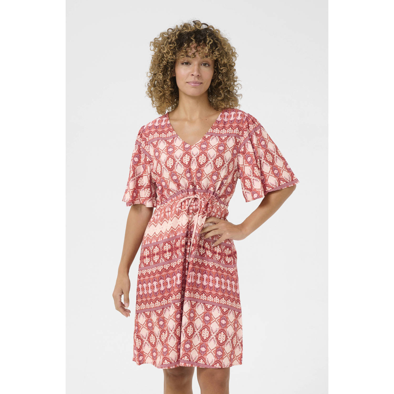 Cream zomerjurk rood