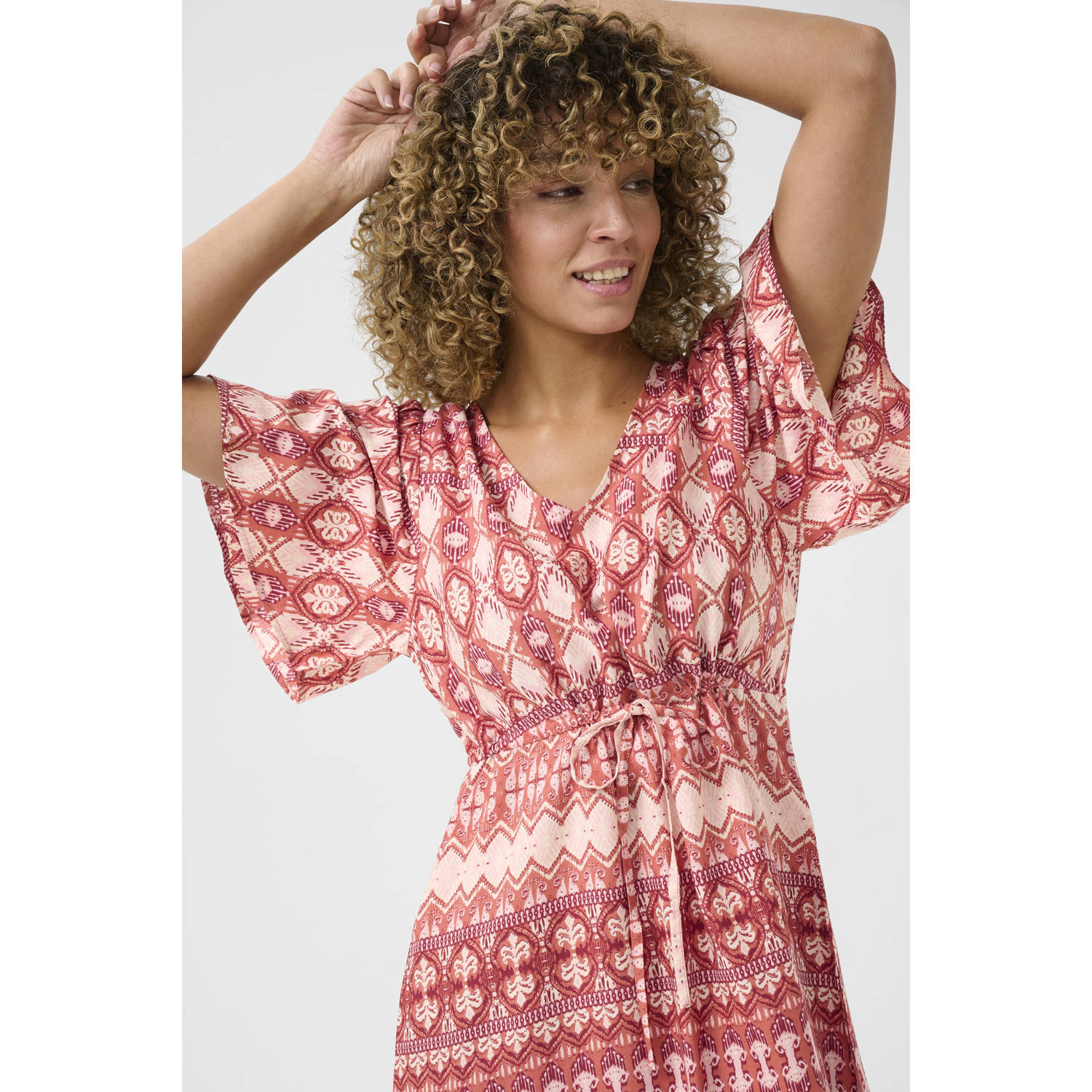 Cream zomerjurk rood