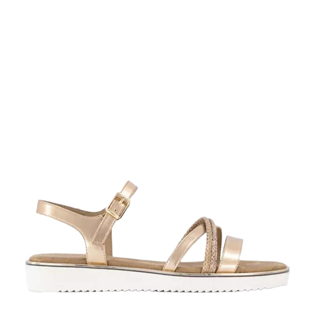 Goud en witte dames Graceland sandalen van imitatieleer met gesp