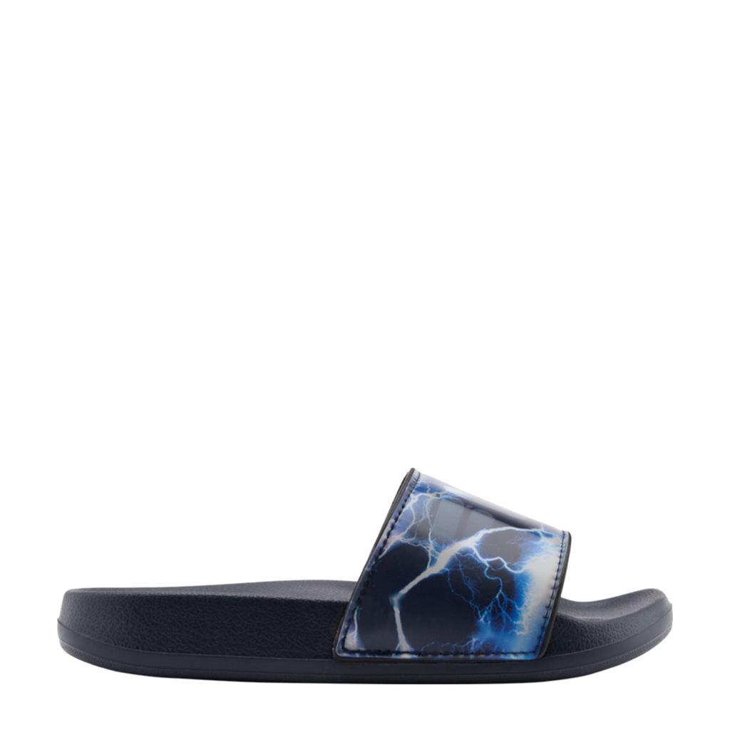 Blauwe jongens en meisjes Fila badslippers van synthetisch/rubber/textiel