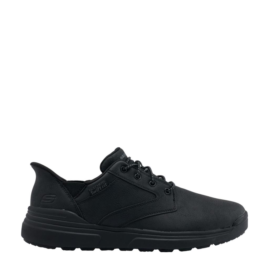 Zwarte heren Skechers sneakers van textiel met elastische veters