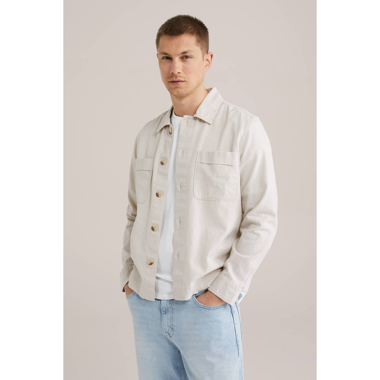 WE Fashion linnen overshirt ecru