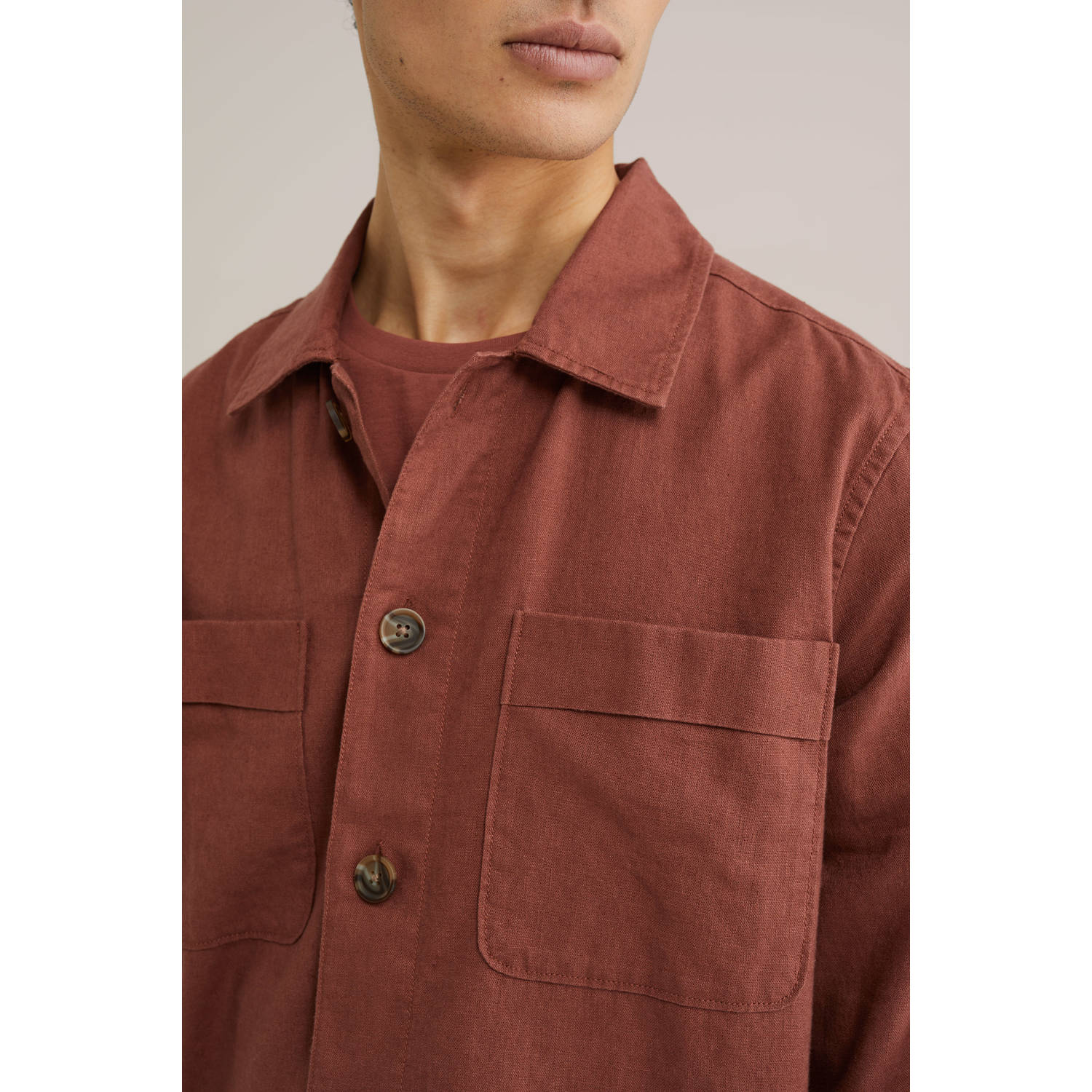 WE Fashion linnen overshirt rood