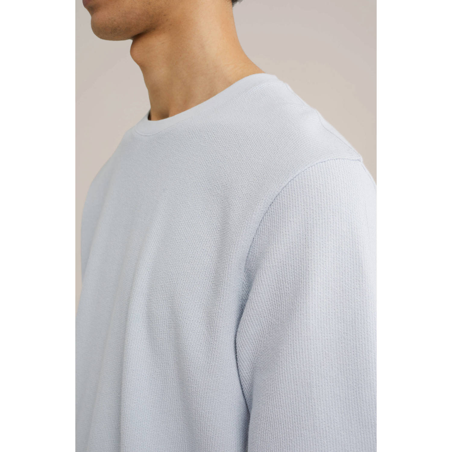 WE Fashion T-shirt met textuur lichtblauw