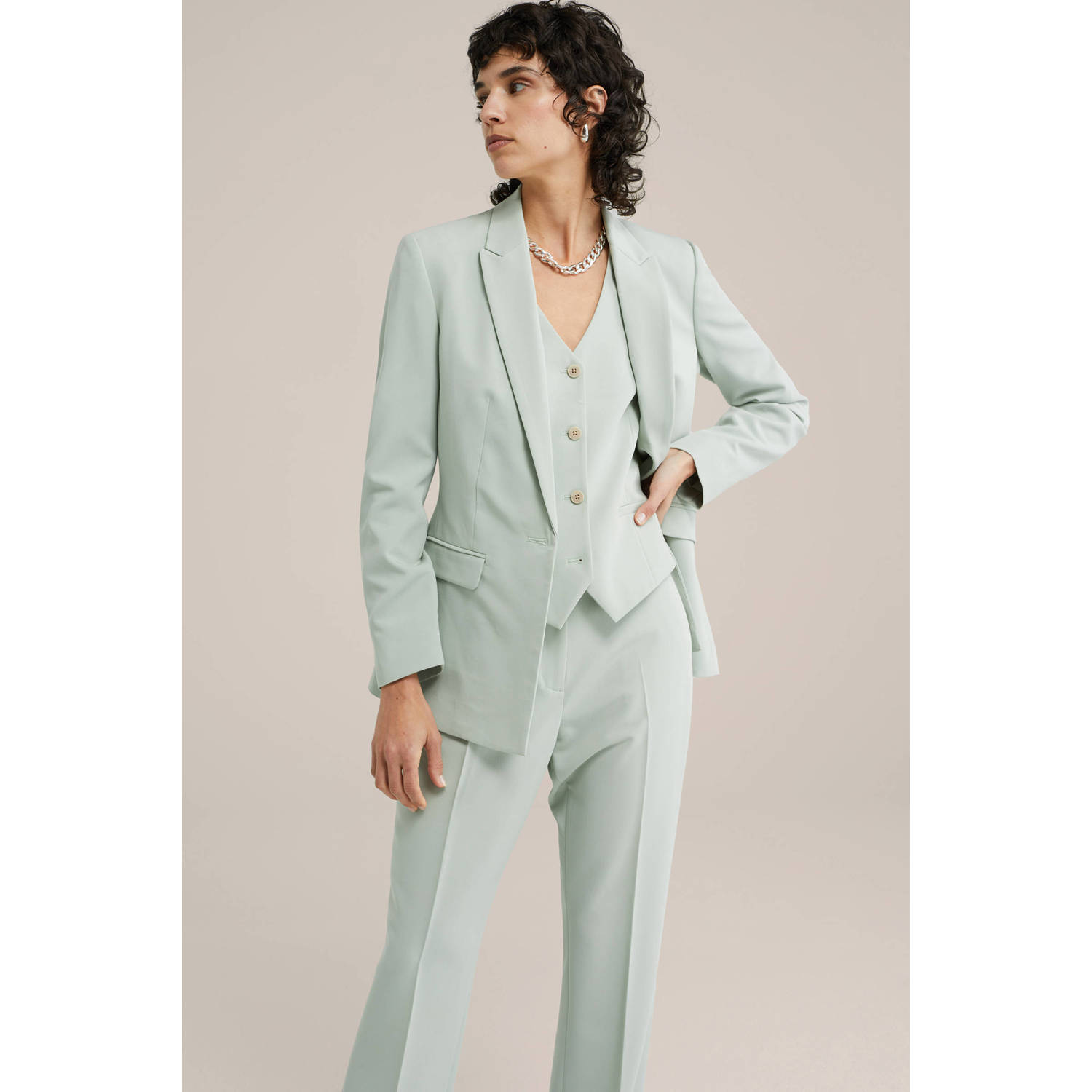 WE Fashion flared pantalon mintgroen