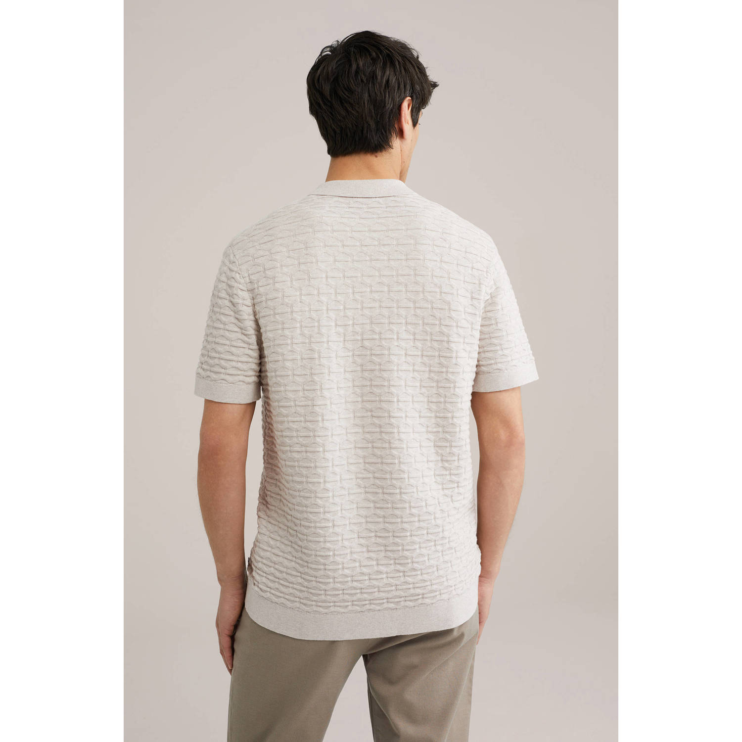 Van Gils casual overhemd fijn gebreid taupe