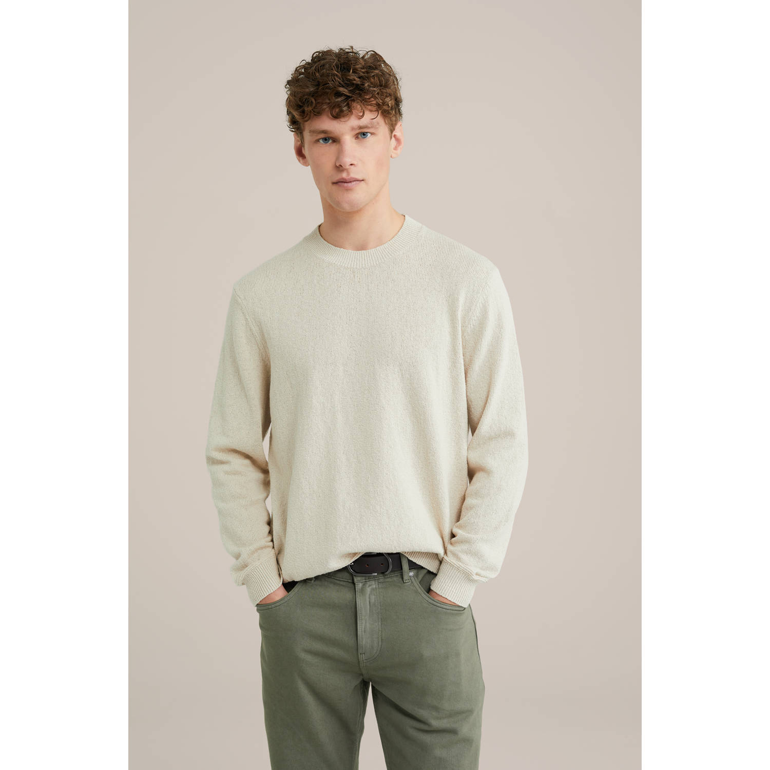 WE Fashion pullover fijn gebreid beige