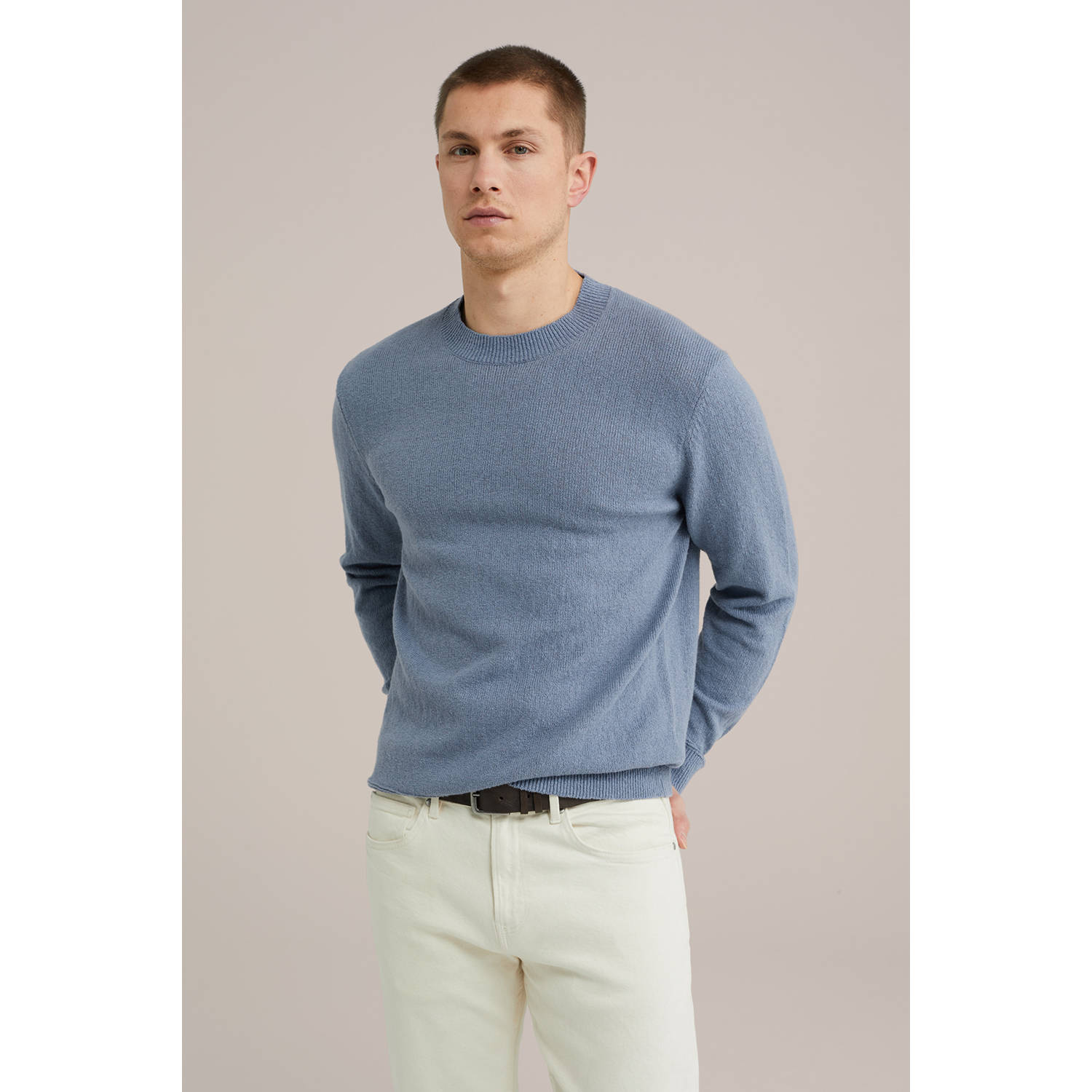 WE Fashion pullover fijn gebreid grijsblauw